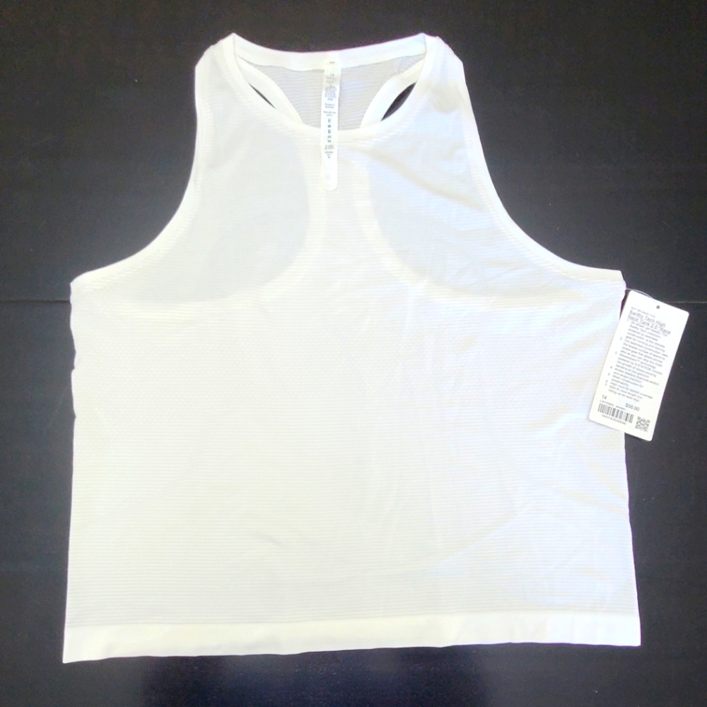 NWT Lululemon Swiftly Tech High Neck Tank 2.0 Race Length - White, Size 14